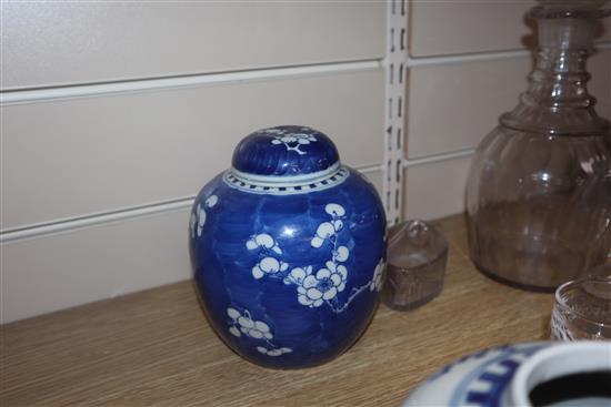 Three 19th century Chinese blue and white jars